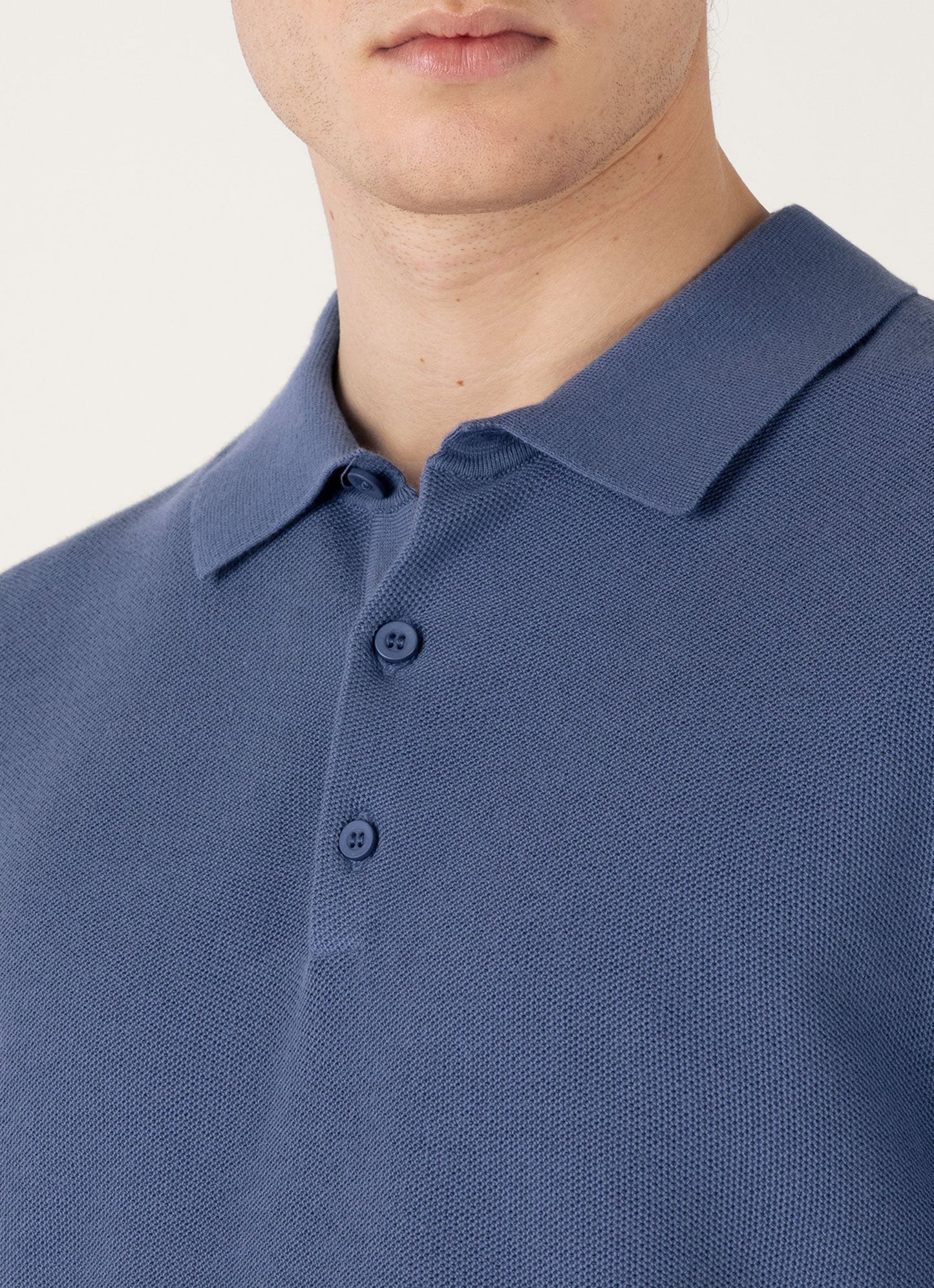 Mens Knit Polo Shirt In Soft Denim Mpol8115 Buwc
