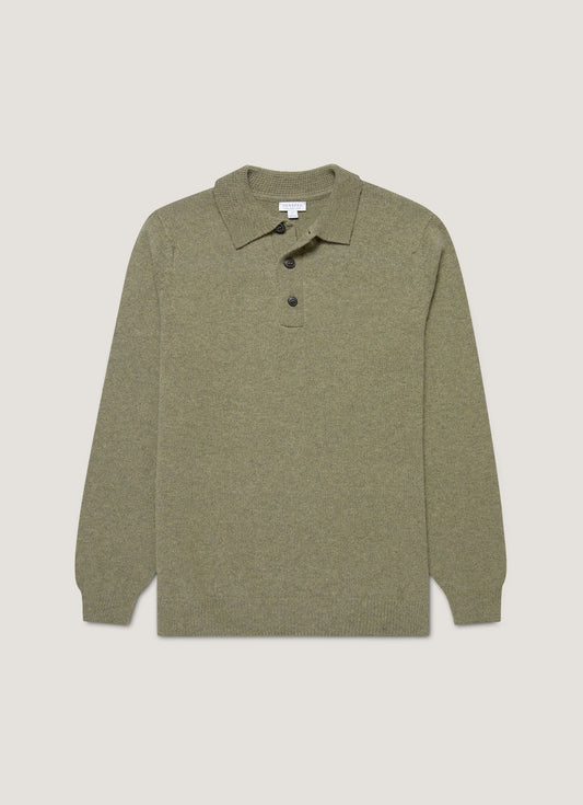 Mens Lambswool Polo Shirt In Sea Moss Mpol8188 Gnim