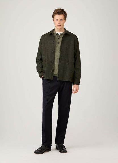 Mens Lambswool Polo Shirt In Sea Moss Mpol8188 Gnim