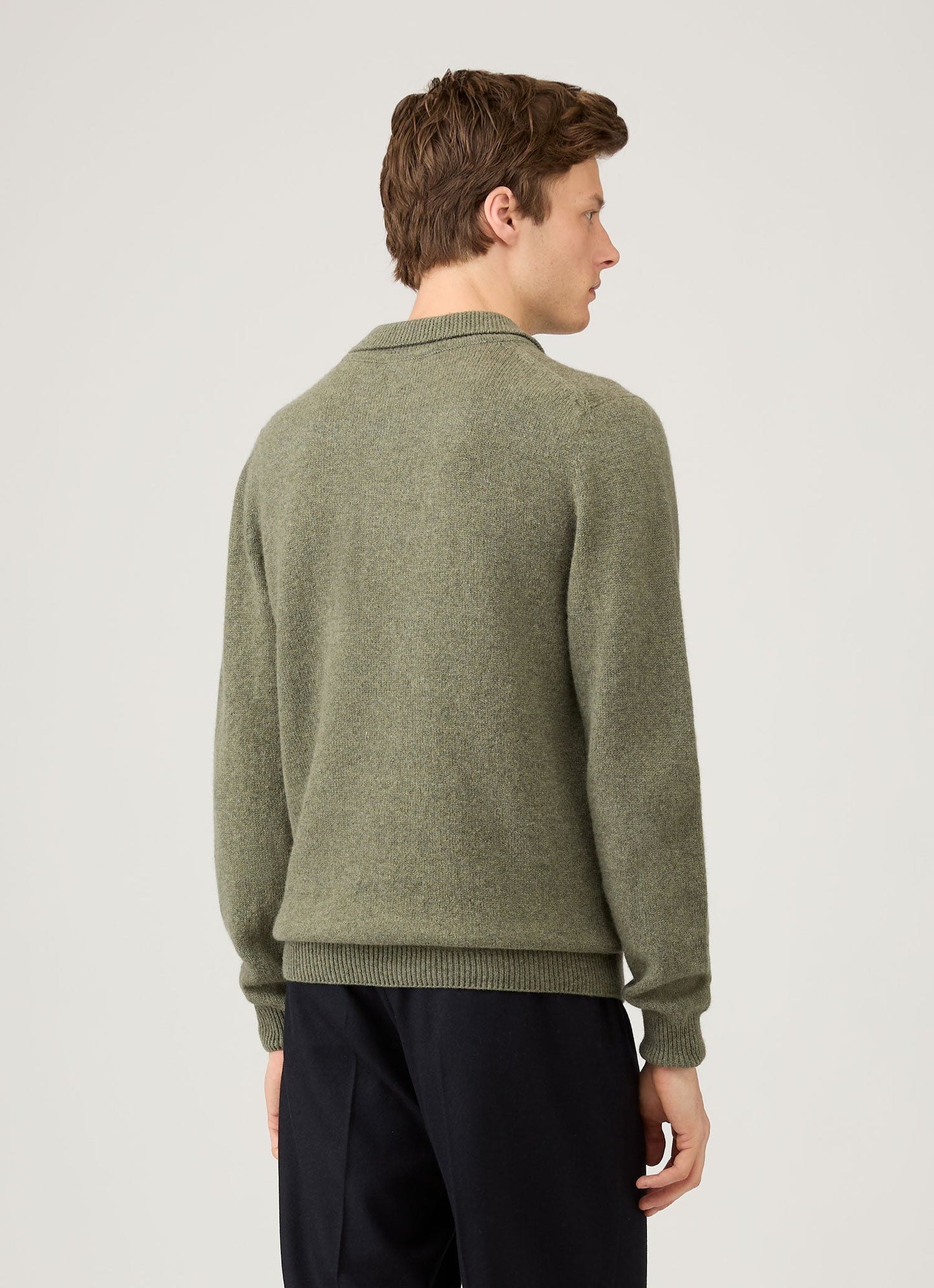 Mens Lambswool Polo Shirt In Sea Moss Mpol8188 Gnim