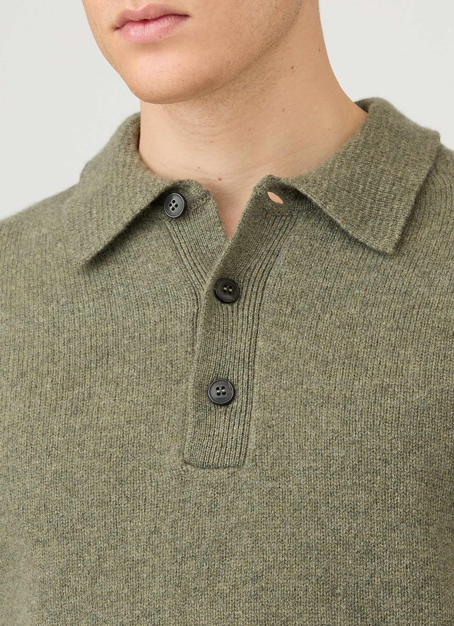 Mens Lambswool Polo Shirt In Sea Moss Mpol8188 Gnim