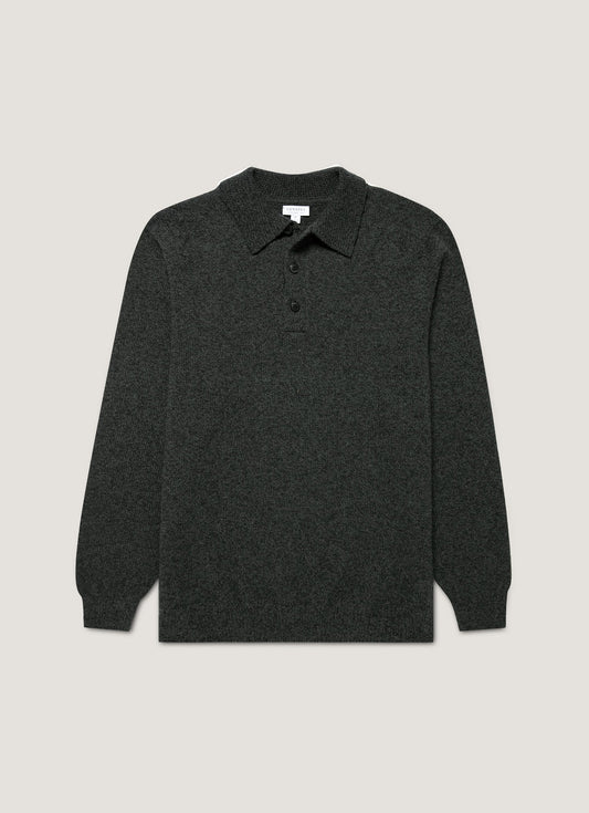 Mens Lambswool Polo Shirt In Dark Green Twist Mpol8188 Gnip