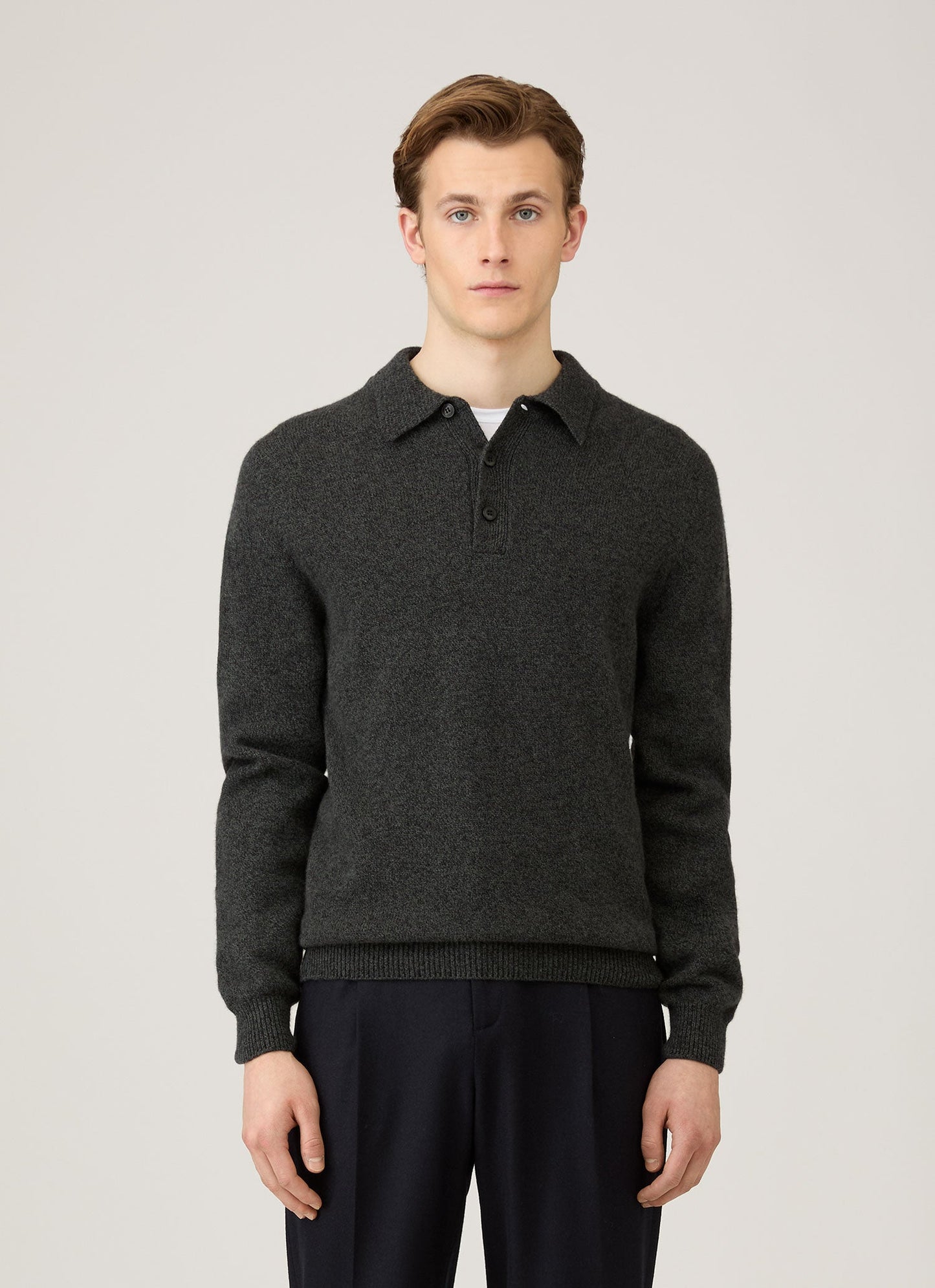 Mens Lambswool Polo Shirt In Dark Green Twist Mpol8188 Gnip