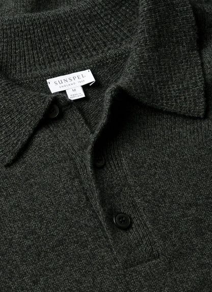 Mens Lambswool Polo Shirt In Dark Green Twist Mpol8188 Gnip