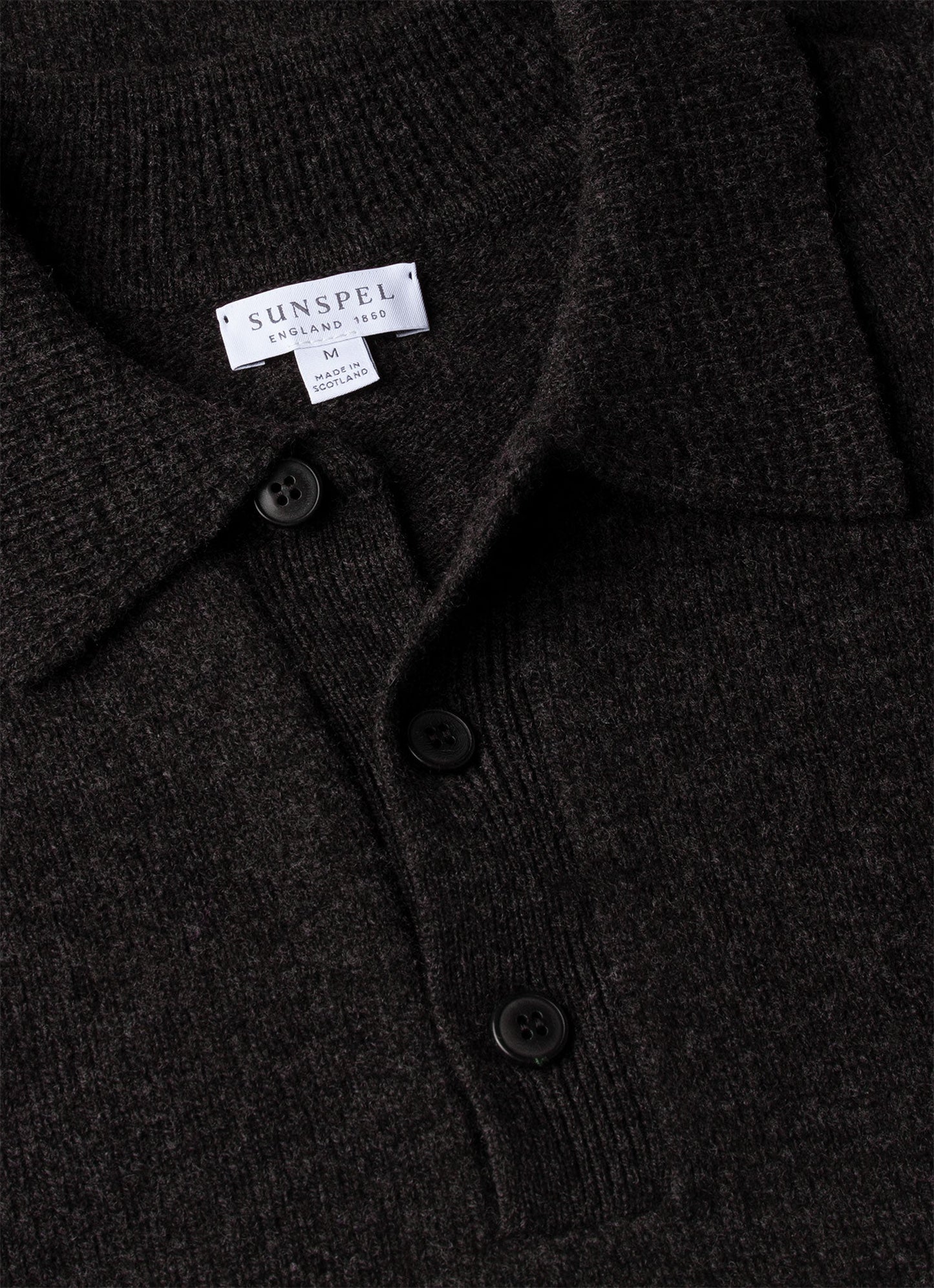 Men's Lambswool Knitted Polo Shirt in Charcoal Melange