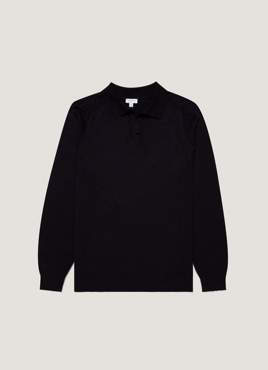 Mens Sea Island Cashmere Polo Shirt In Black Mpol8204 Bkaa