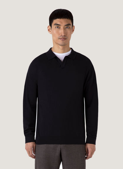 Mens Sea Island Cashmere Polo Shirt In Black Mpol8204 Bkaa