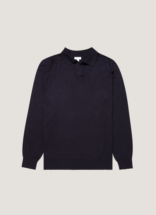 Mens Sea Island Cashmere Polo Shirt In Midnight Navy Mpol8328 Buvn