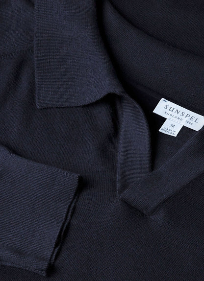 Mens Sea Island Cashmere Polo Shirt In Midnight Navy Mpol8328 Buvn