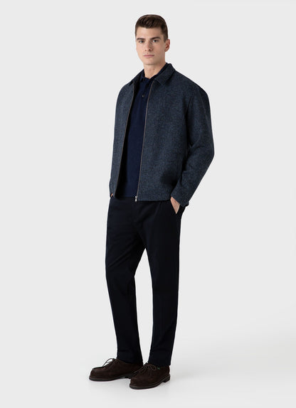 Mens Cashmere Polo Shirt In Navy Melange Mpol8238 Buag3
