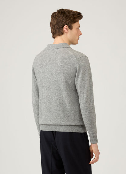 Mens Cashmere Polo Shirt In Grey Melange Mpol8293 Gyaa