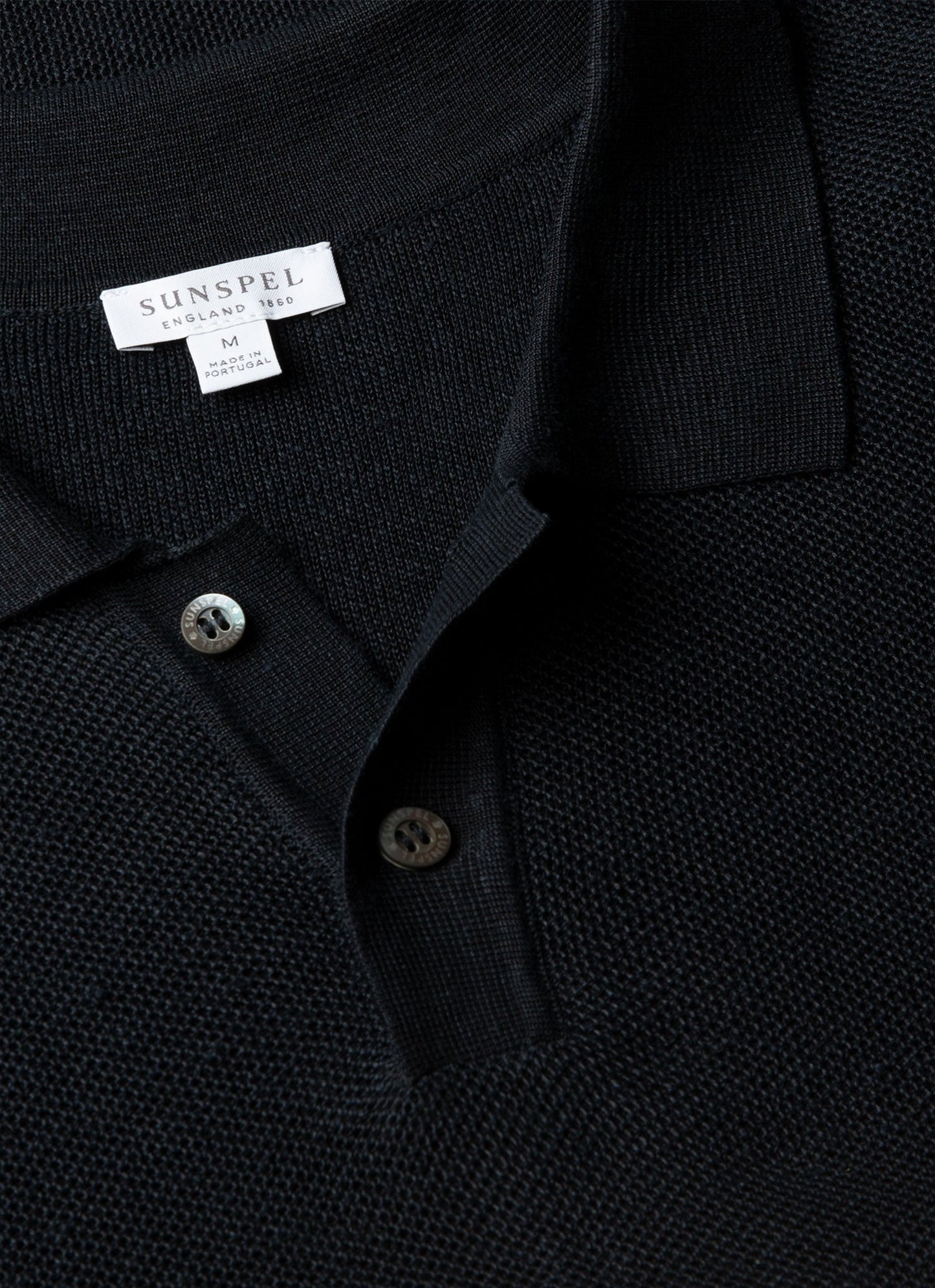 Men's Silk Linen Honeycomb Polo in Light Navy