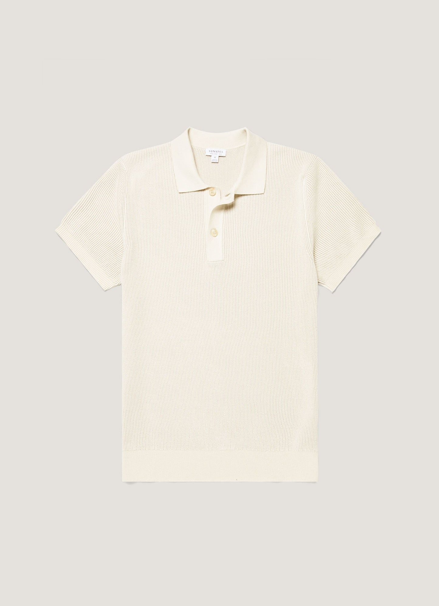 Mens Two Colour Rib Polo Shirt In Ecru Mpol8317 Whcr
