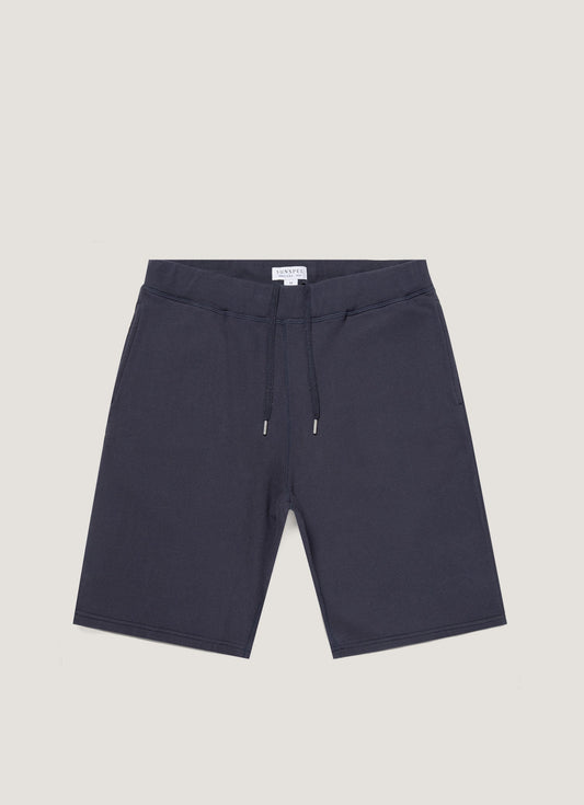 Mens Cotton Loopback Shorts In Navy