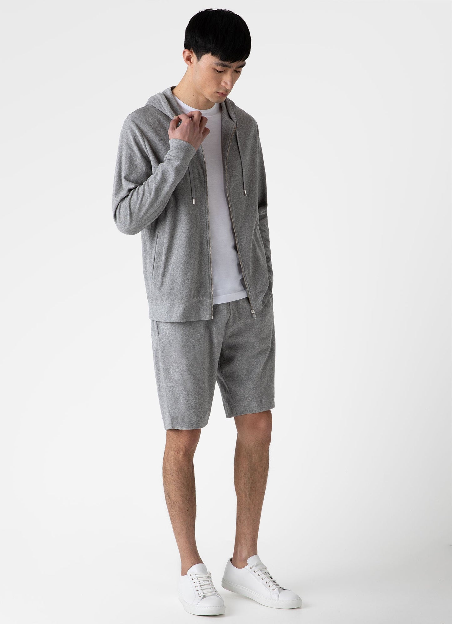 Towelling Short In Grey Melange