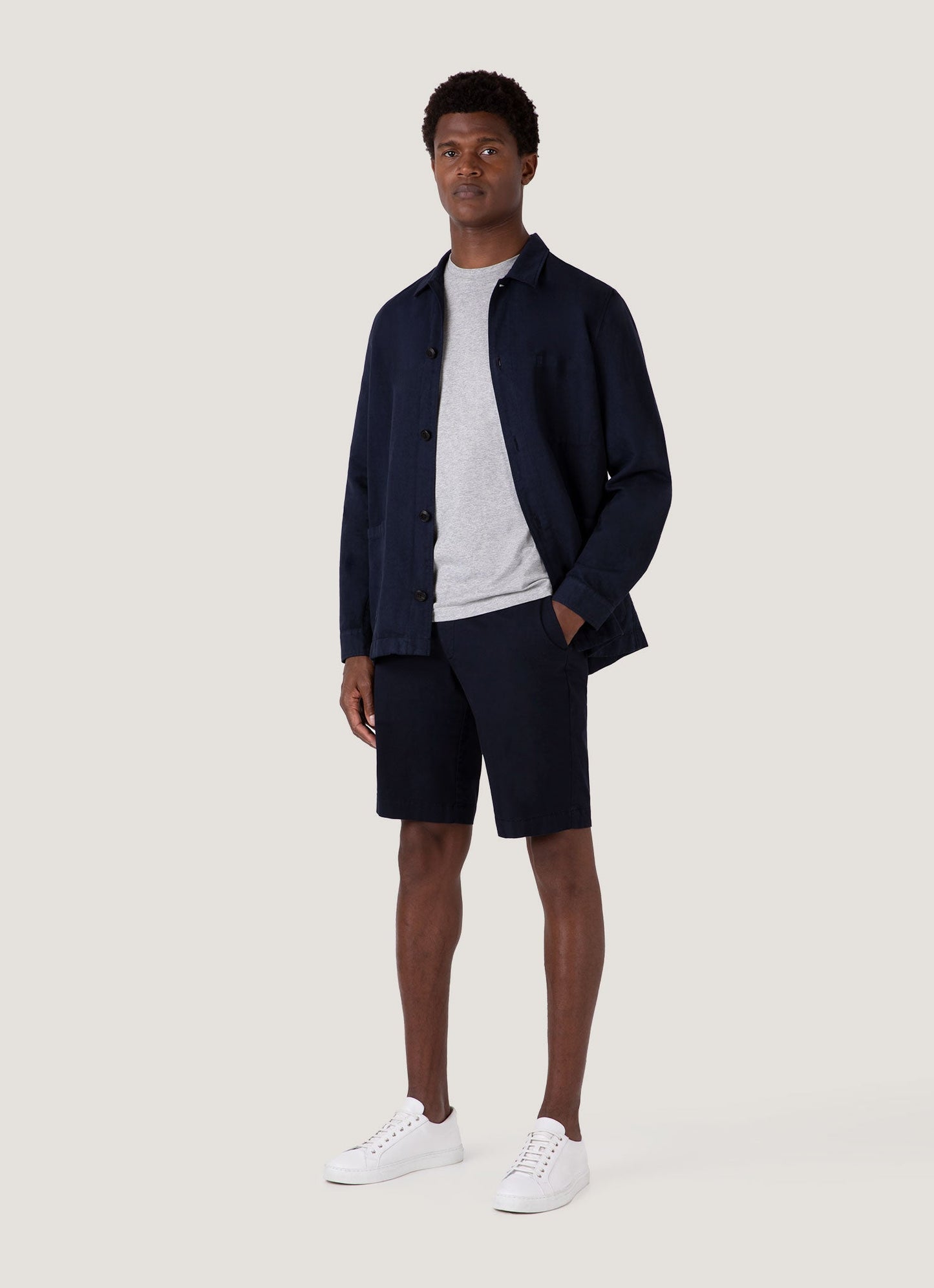Mens Stretch Cotton Twill Chino Shorts Navy Mshr3504