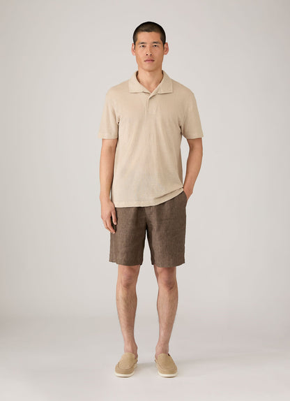Mens Linen Drawstring Short In Dark Walnut Mshr3516 Brgw