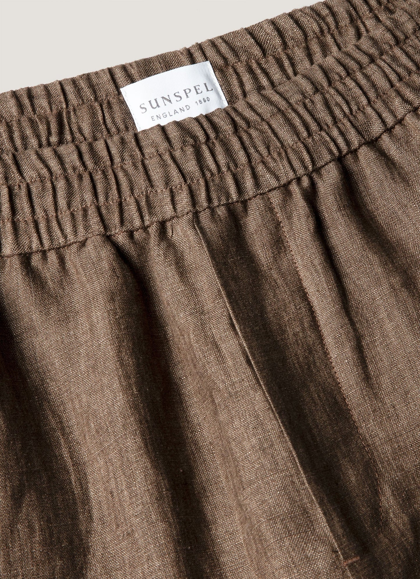 Mens Linen Drawstring Short In Dark Walnut Mshr3516 Brgw