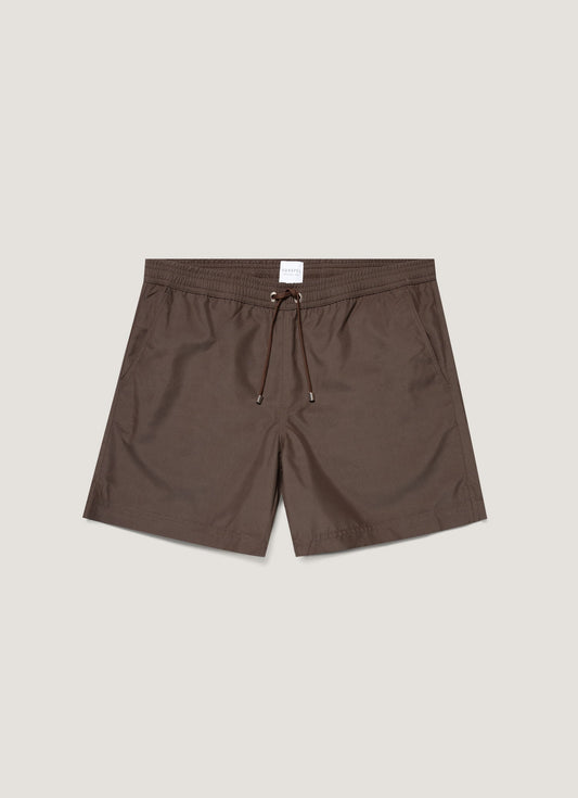 Mens Drawstring Swim Shorts In Dark Walnut Mshr3705 Brgw