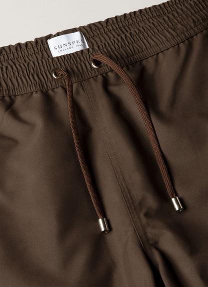 Mens Drawstring Swim Shorts In Dark Walnut Mshr3705 Brgw