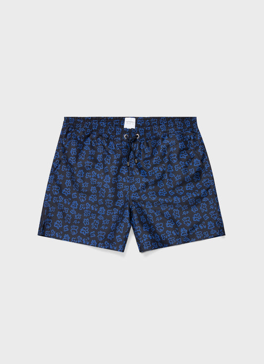 Mens Drawstring Swim Short In Painted Flower Print Mshr3705P Buvf