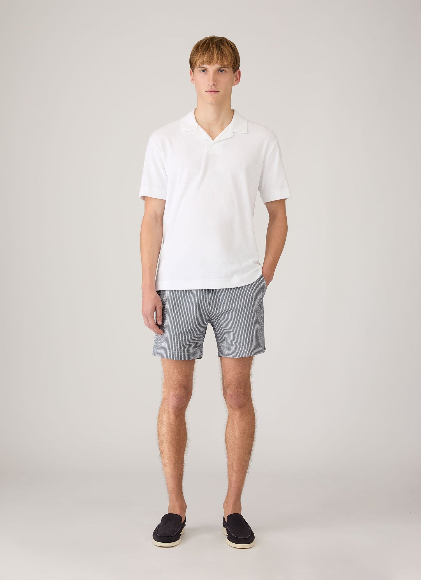 Mens Drawstring Swim Shorts In Navy White Mshr3705Txs Stoq