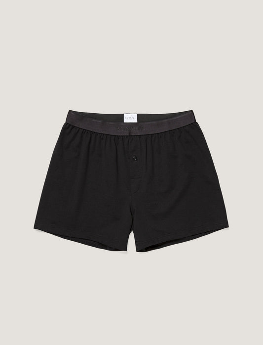Mens Superfine Cotton One Button Shorts In Black