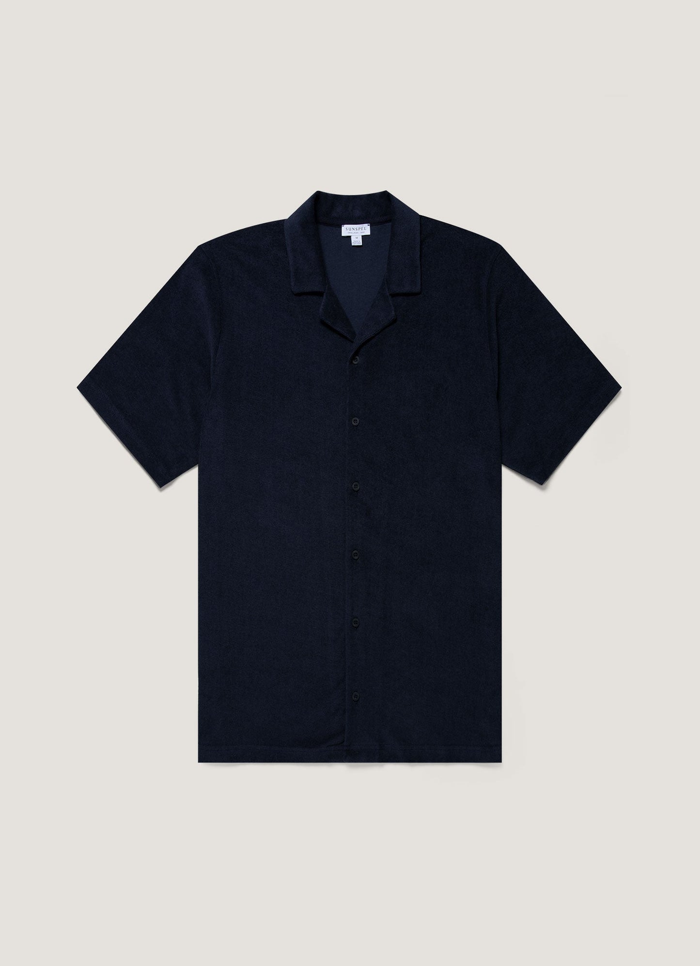 Mens Towelling Camp Collar Shirt In Navy Msht1571 Buaa