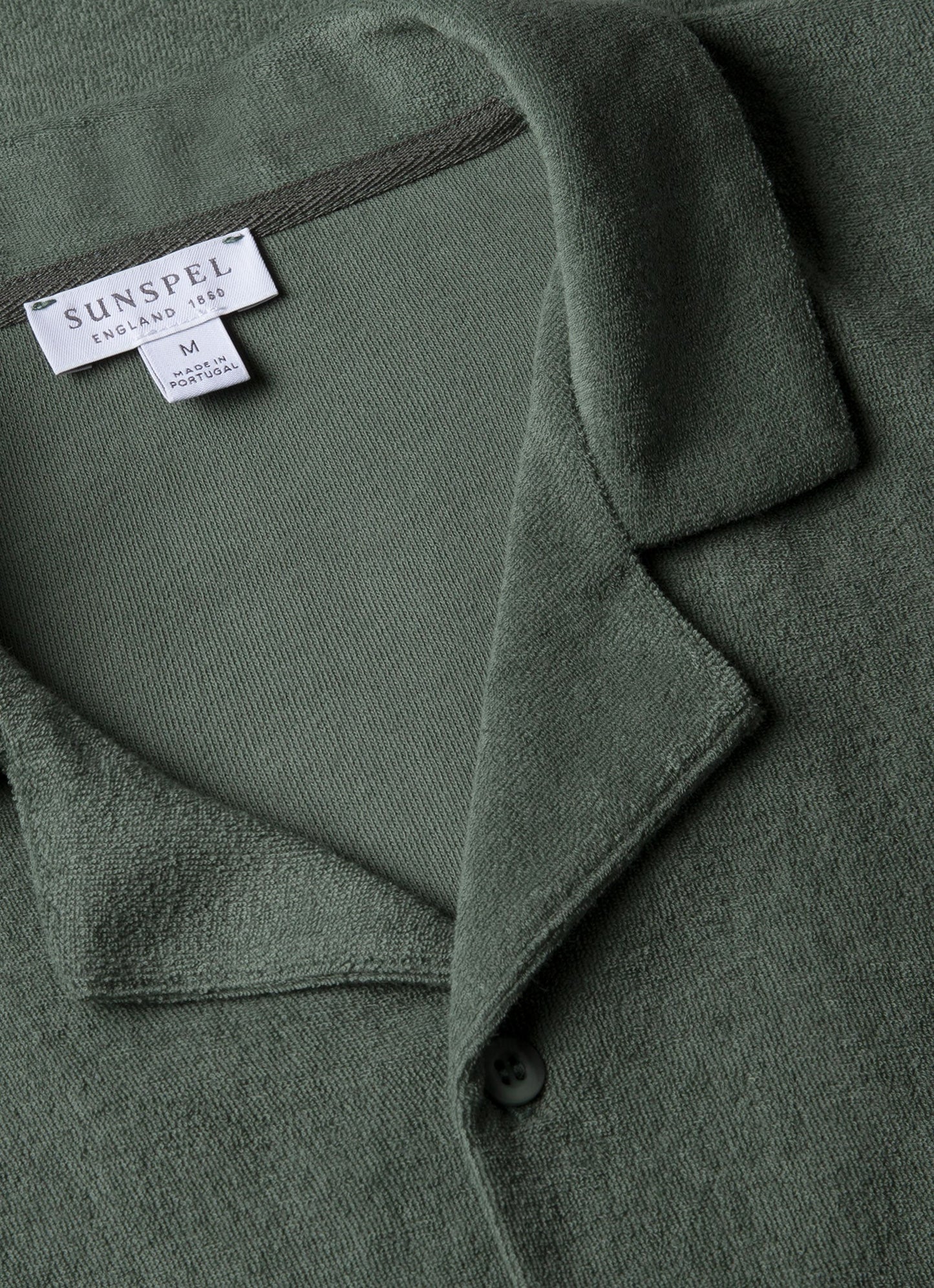 Mens Towelling Camp Collar Shirt In Dusk Green Msht1571 Gnij