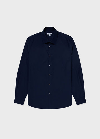 Mens Sea Island Cotton Smart Shirt In Navy