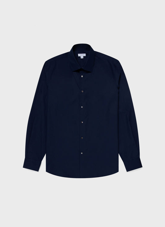 Mens Sea Island Cotton Smart Shirt In Navy