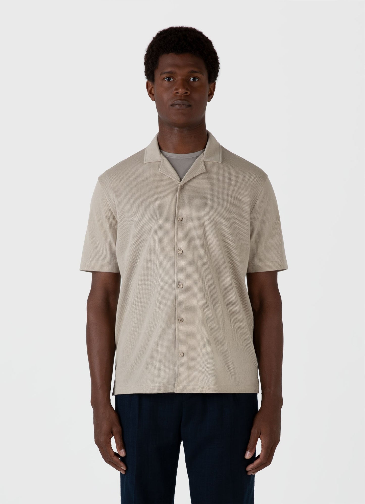 Mens Riviera Camp Collar Shirt In Ash Grey Msht2046 Gyew