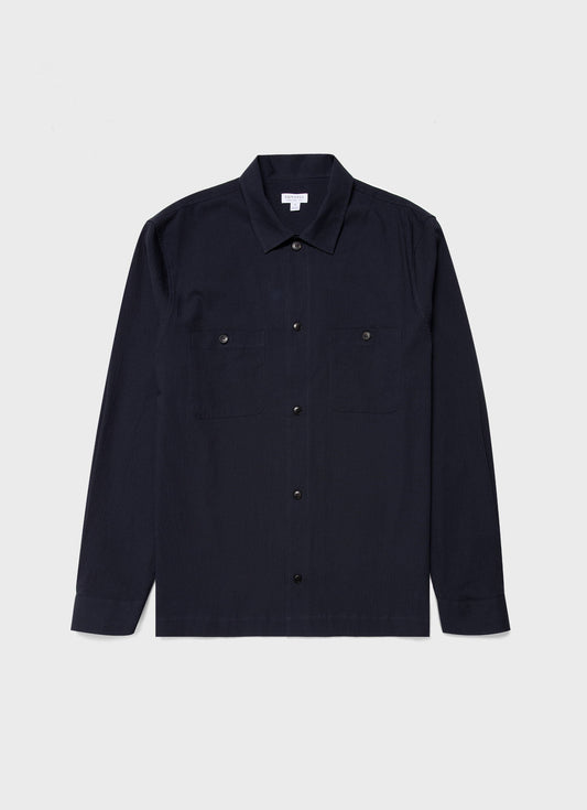 Men S Seersucker Overshirt In Navy Msht2054 Buaa