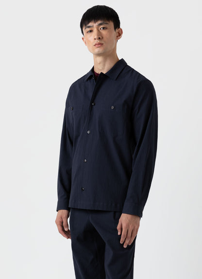 Men S Seersucker Overshirt In Navy Msht2054 Buaa