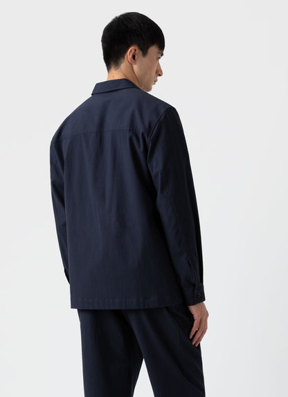 Men S Seersucker Overshirt In Navy Msht2054 Buaa