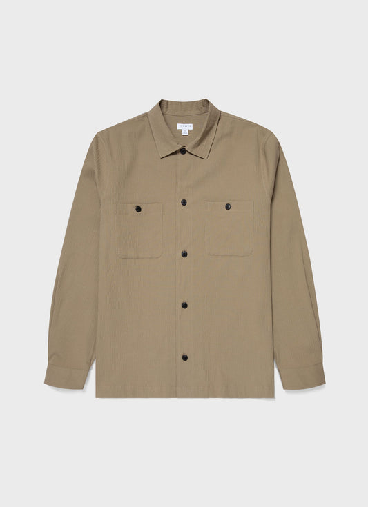 Mens Seersucker Overshirt In Dark Stone Msht2054 Whdc
