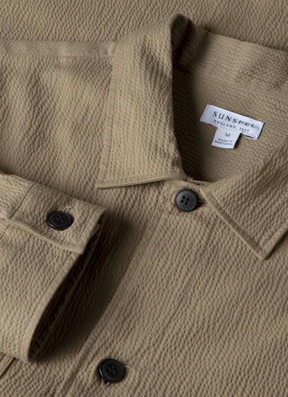 Mens Seersucker Overshirt In Dark Stone Msht2054 Whdc