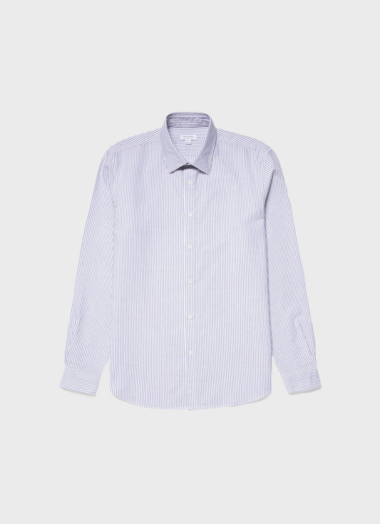 Men S Oxford Stripe Shirt In White Navy Oxford Stripe Msht2060 Stkt