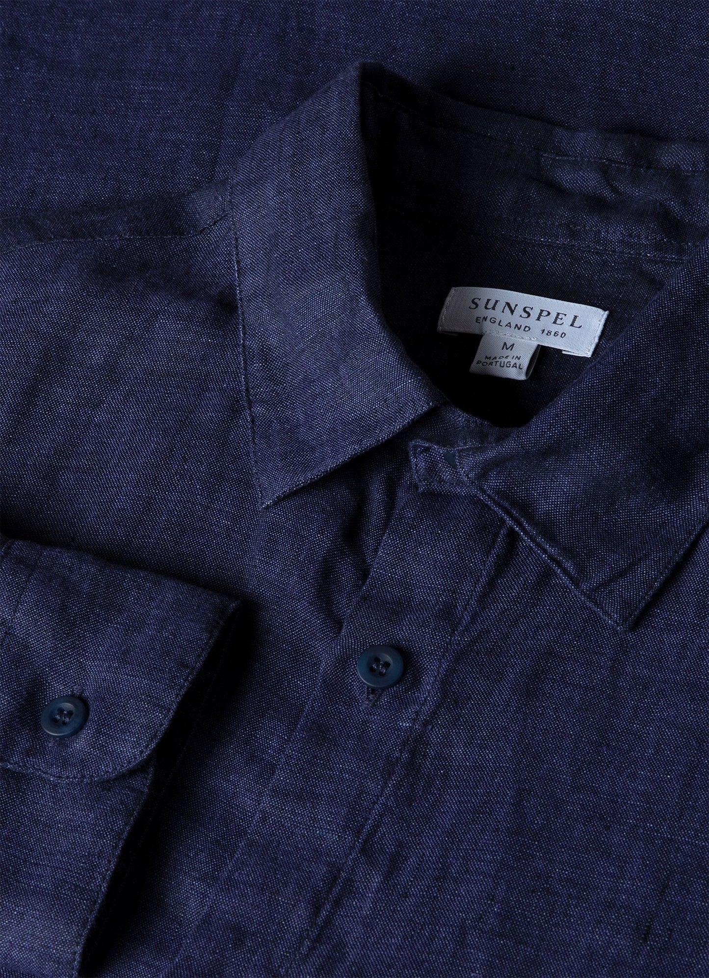Mens Linen Long Sleeve Shirt In Navy Melange Msht2061 Buag