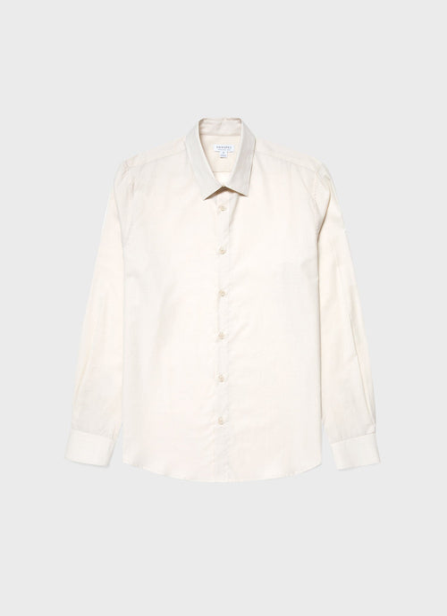 Mens Cotton Cashmere Shirt In Ecru Msht2076 Whcr