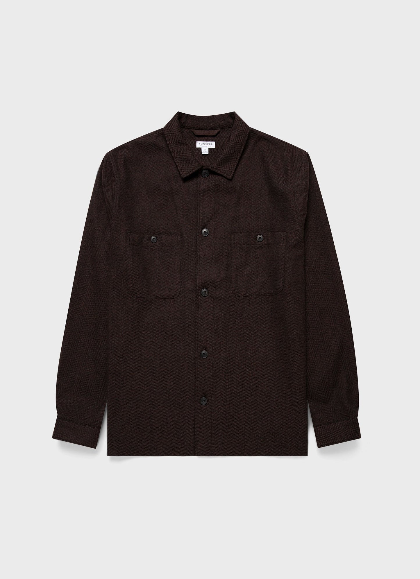 Mens Herringbone Overshirt In Cocoa Brown Msht2095 Brfn