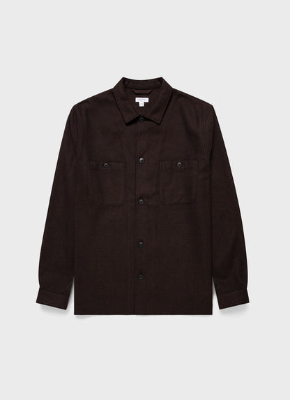 Mens Herringbone Overshirt In Cocoa Brown Msht2095 Brfn