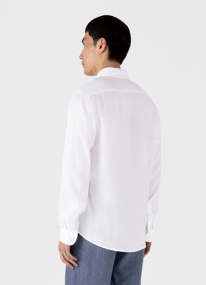 Men S Linen Long Sleeve Shirt In White Msht2061 Whaa