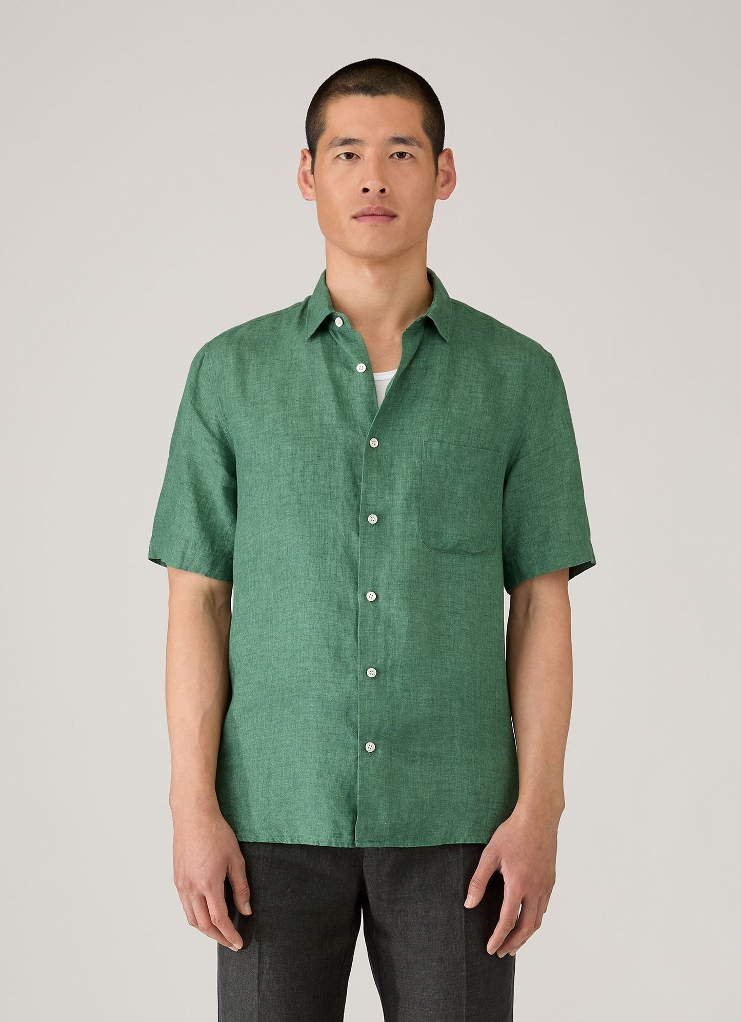 Mens Short Sleeve Linen Shirt In Bright Green Msht2119 Gnjc