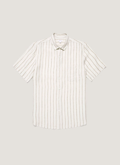 Mens Short Sleeve Linen Shirt In Dune Ecru Msht2119 Stnn