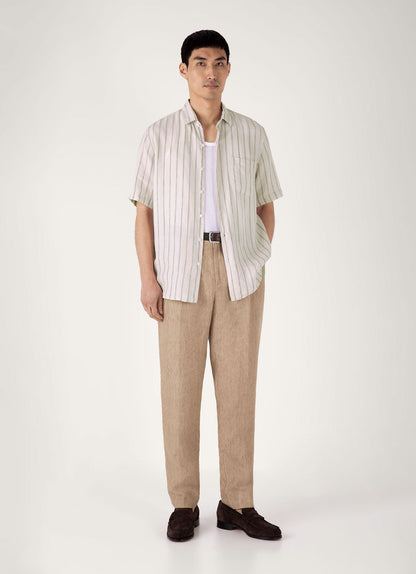Mens Short Sleeve Linen Shirt In Dune Ecru Msht2119 Stnn