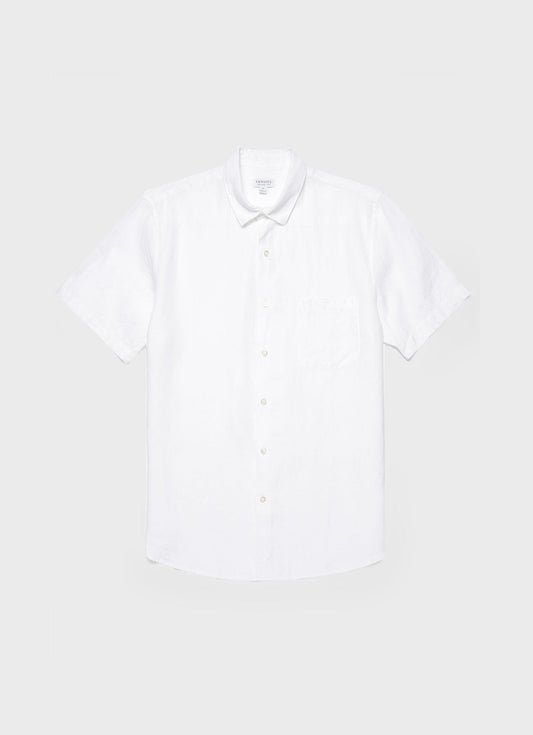 Mens Short Sleeve Linen Shirt In White Msht2039 Whaa