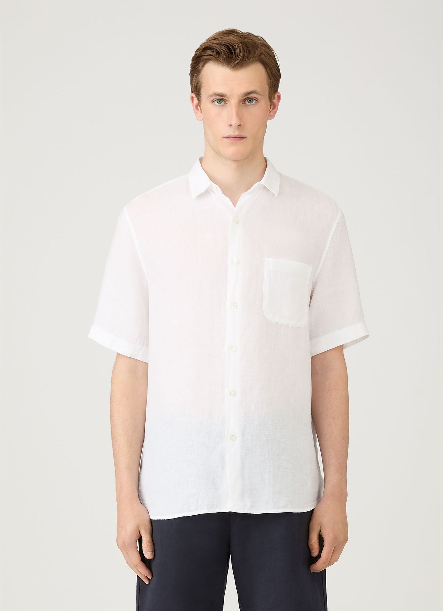 Mens Short Sleeve Linen Shirt In White Msht2119 Whaa