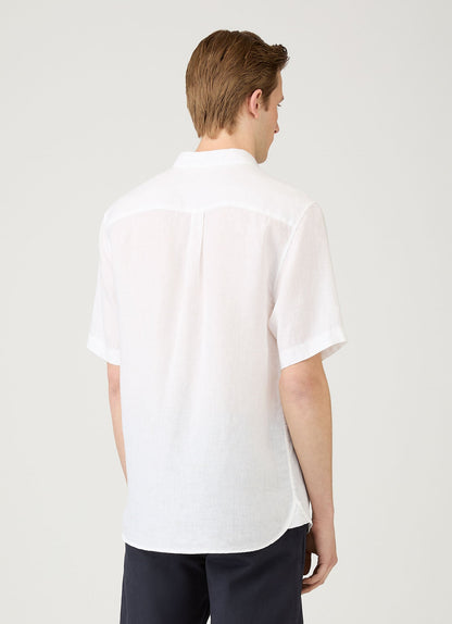 Mens Short Sleeve Linen Shirt In White Msht2119 Whaa