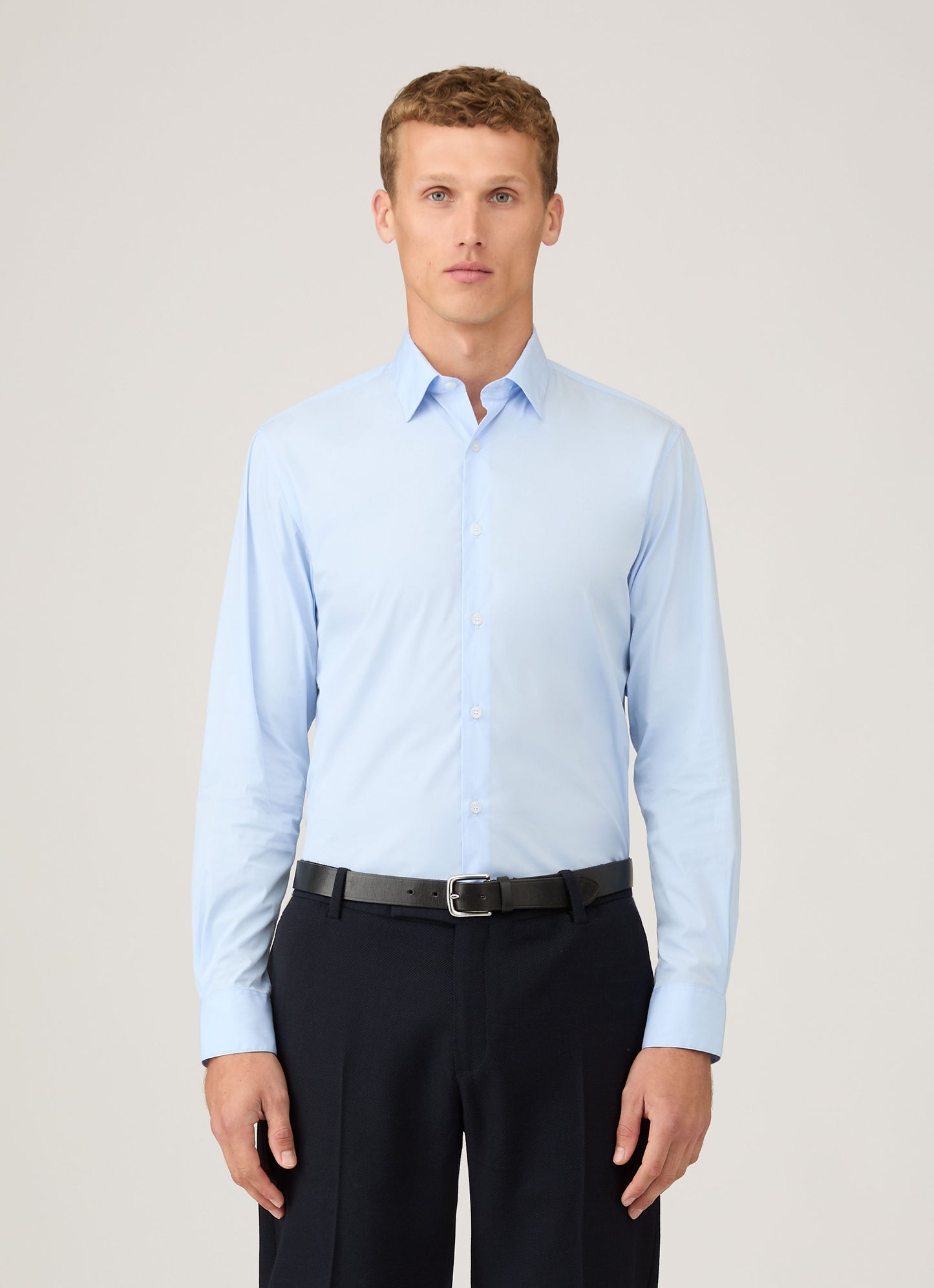 Mens Cotton Stretch Shirt In Light Blue Msht2123 Buud